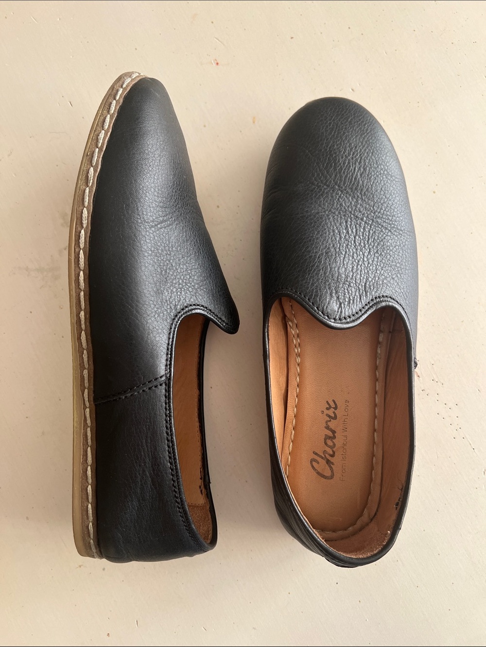 Charix Women’s Black Leather Slip-On Loafers